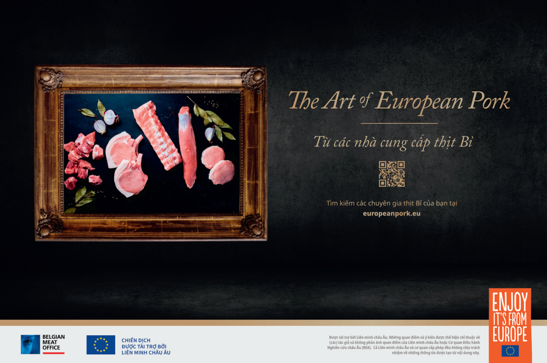VĂN PHÒNG THỊT BỈ Tiếp tục chiến dịch “The Art of European Pork” nêu bật chuyên môn của các nhà xuất khẩu thịt lợn Bỉ, cam kết truy xuất nguồn gốc, tiêu chuẩn chất lượng cao và an toàn thực phẩm cũng như mức độ dịch vụ hoàn hảo.